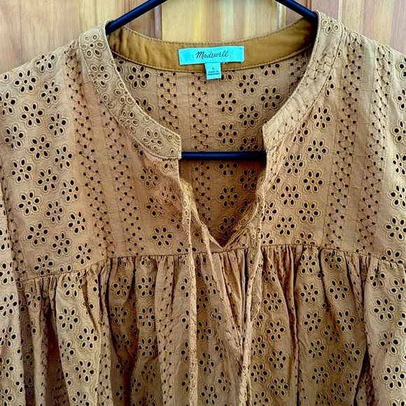 MADEWELL Eyelet Peasant Top - Picture 3 of 4
